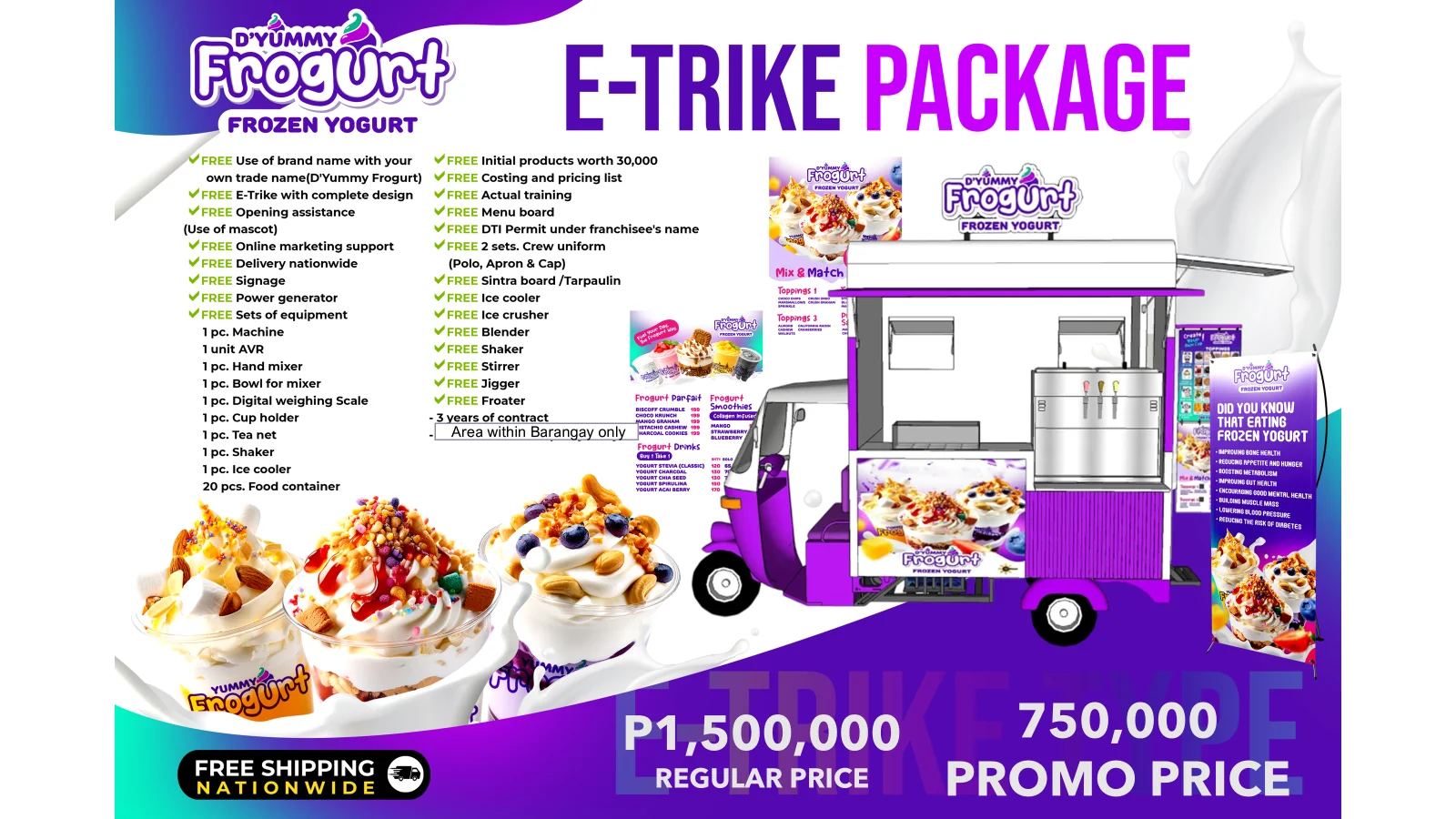 D'Yummy Frogurt mobile e-trike business setup